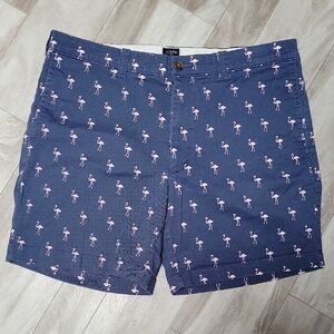 J. Crew Navy Shorts with Pink Flamingo Print